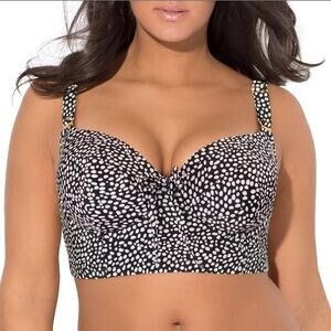 Women's Smart and Sexy Longline Underwire Bikini Swim Top 36D (Pearl Dot)